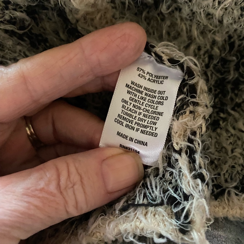 New Directions Black and White Fuzzy Cardigan - Picture 5 of 5